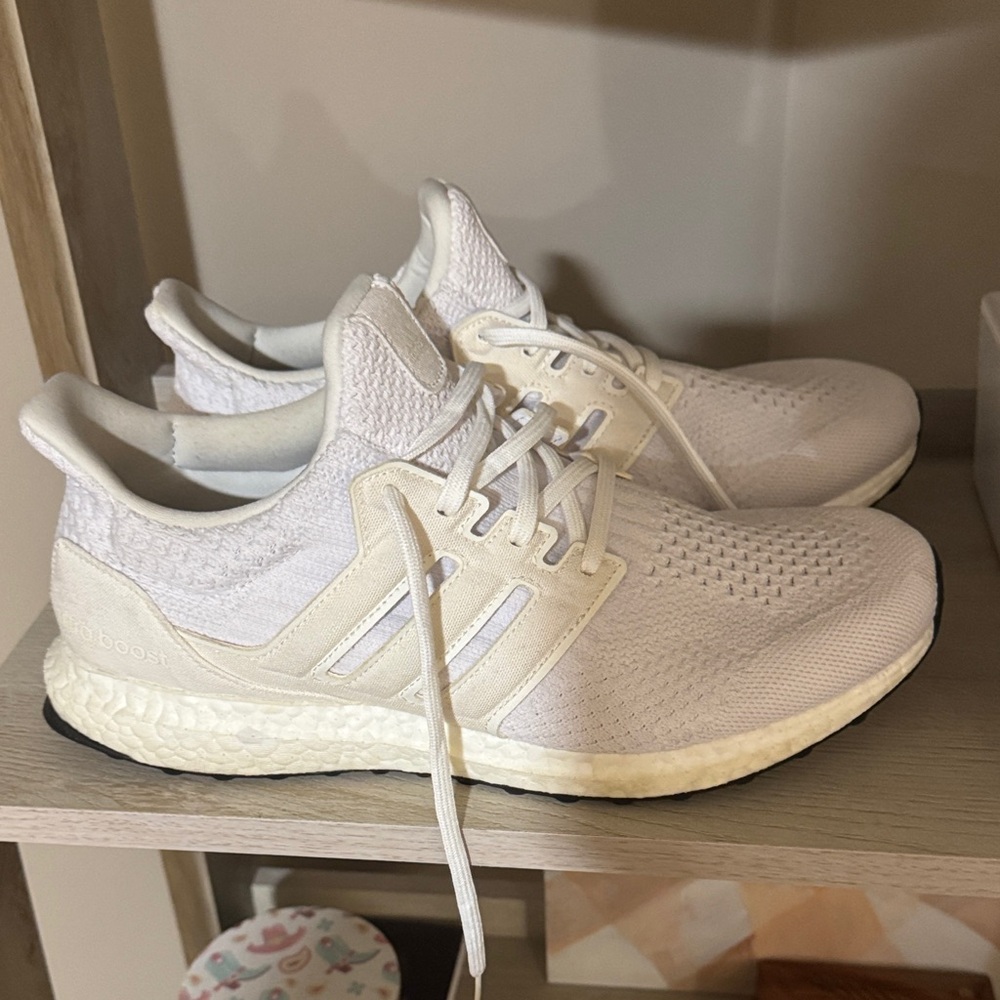 Adidas Cream and White Boost Sneakers